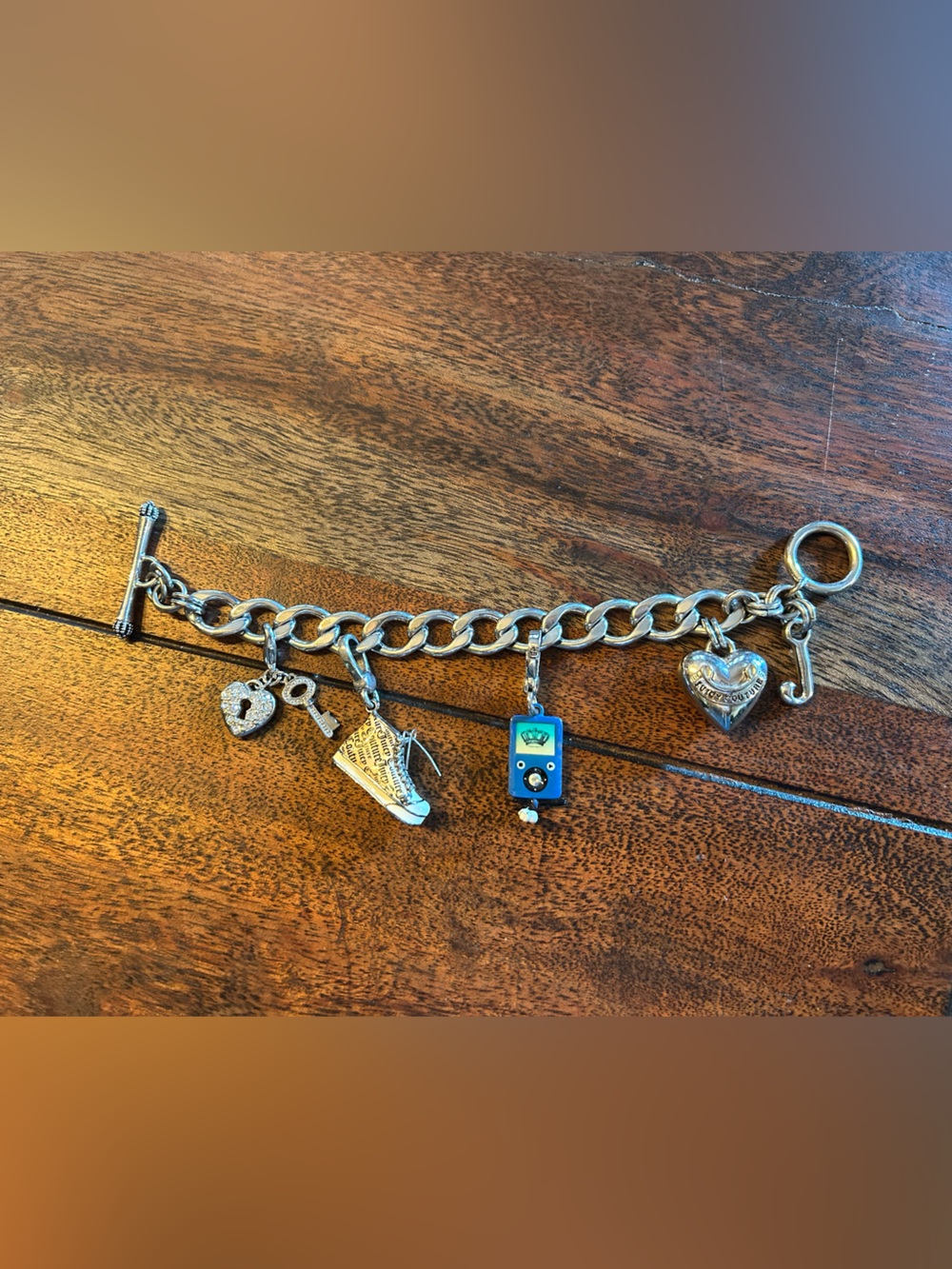 Vintage Juicy Couture Silver Tone Charm Bracelet